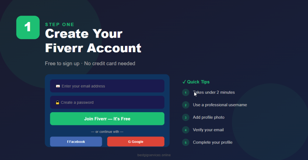 Step 1: Create Your Fiverr Buyer Account