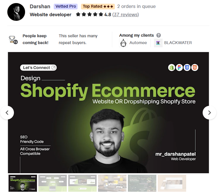 5. Darshan Patel (mr_darshanpatel) — Best for Multi-Platform Shopify & Web Development
