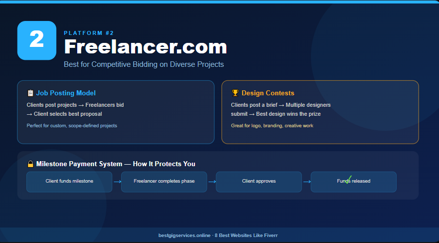2. Freelancer.com — Best for Competitive Bidding on Diverse Projects