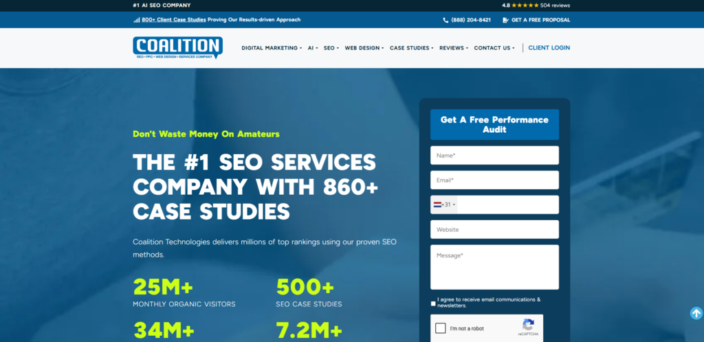 A Los Angeles-based agency, Coalition Technologies has built a strong reputation specifically in e-commerce SEO, frequently appearing in "best for e-commerce" categories in independent comparisons.