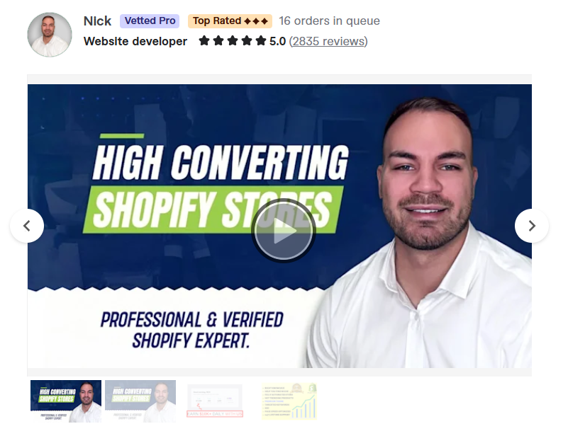 1. Nick (nickjohnson1) — Best Overall Shopify Dropshipping Store Builder