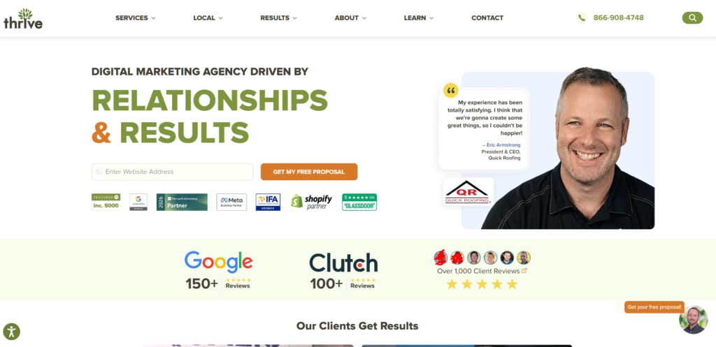 Thrive is a full-service digital marketing agency serving small and mid-sized businesses across the US, offering a lower barrier to entry than most enterprise-focused names on this list.