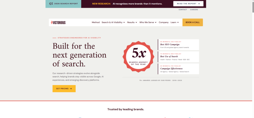 Based in San Diego, Victorious has picked up multiple "SEO Agency of the Year" recognitions and is frequently cited
