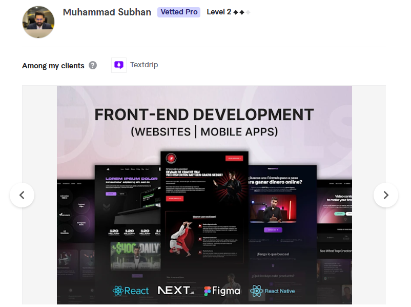5. Muhammad Subhan (muhammadsubhan_) — Best for React, Next.js, React Native & Tailwind CSS Frontend