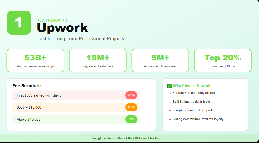 1. Upwork — Best for Long-Term Professional Projects