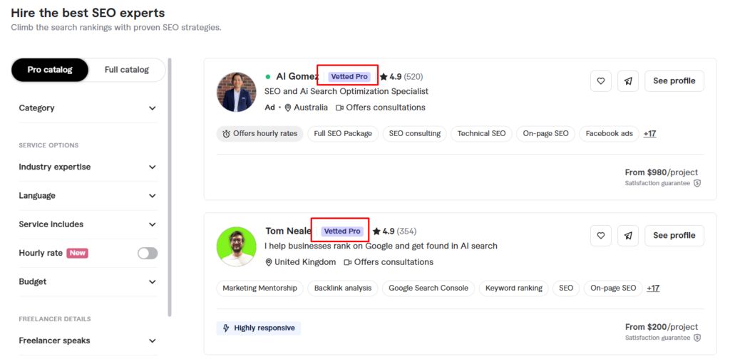 3. Talent Quality and Vetting fiverr upwork