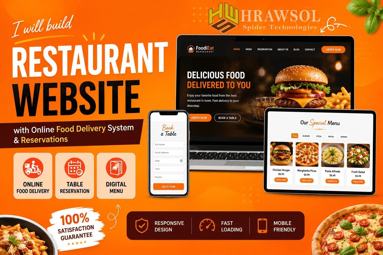 7. Haroon Shah — Restaurant Website With Online Food Delivery System and Reservations
