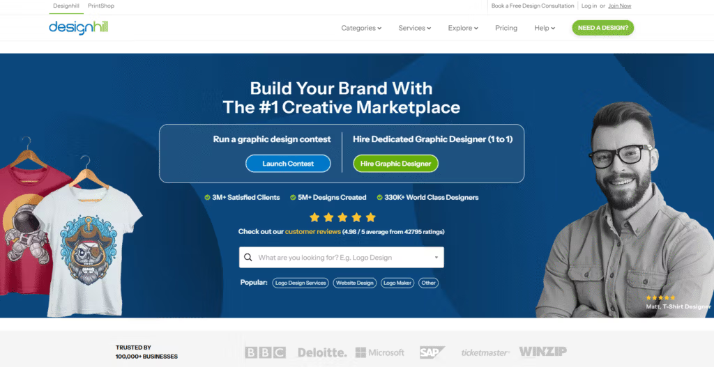 Designhill is another design-focused marketplace, similar in concept to 99designs, 
