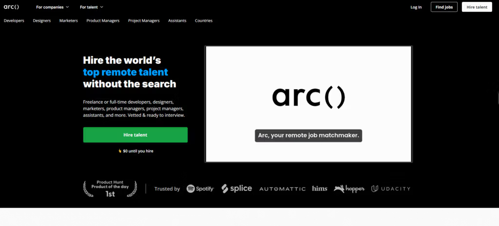 Arc.dev is a freelance and remote job platform built specifically for software developers.