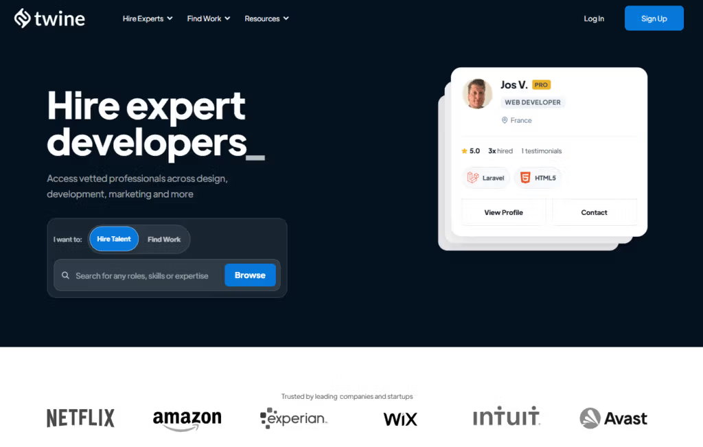 Twine is a creative freelance marketplace that connects freelancers in fields like design, writin