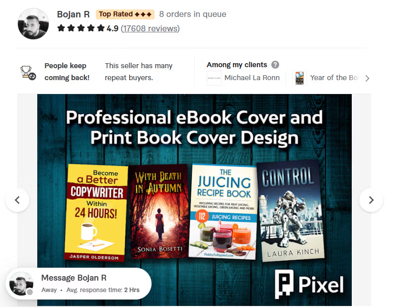 1. Bojan R — Best Overall Fiverr Book Cover Design Service