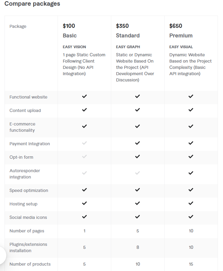 What Are Fiverr Website Development Pricing Packages?