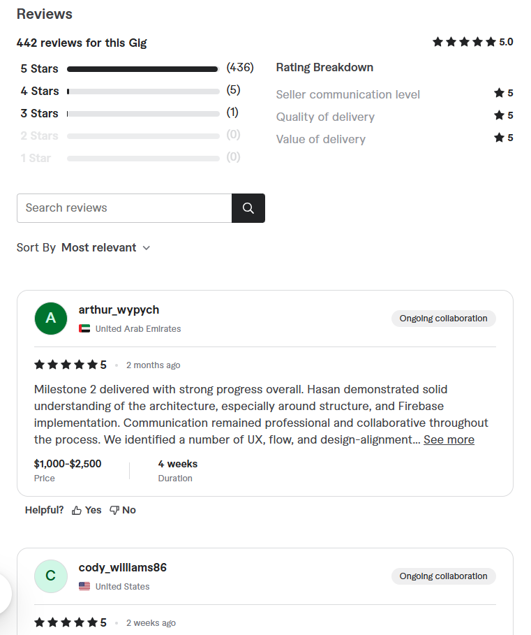 iOS App Development Services client feedback