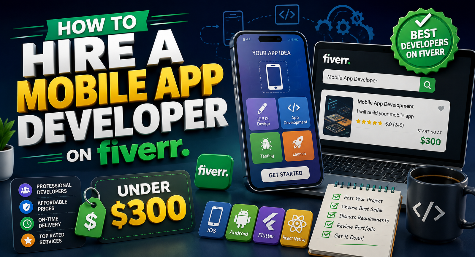 How to Hire a Mobile App Developer on Fiverr Under $300